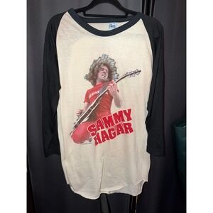Vintage 1982 Sammy Hagar Red Hot Rock Tour Raglan Shirt XL The Knits Black Cream